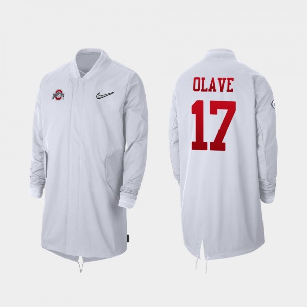 Ohio State Buckeyes Chris Olave Men's #17 Playoff Bound 2019 Sideline Full-Zip White College Football Jacket 2404VKGX0